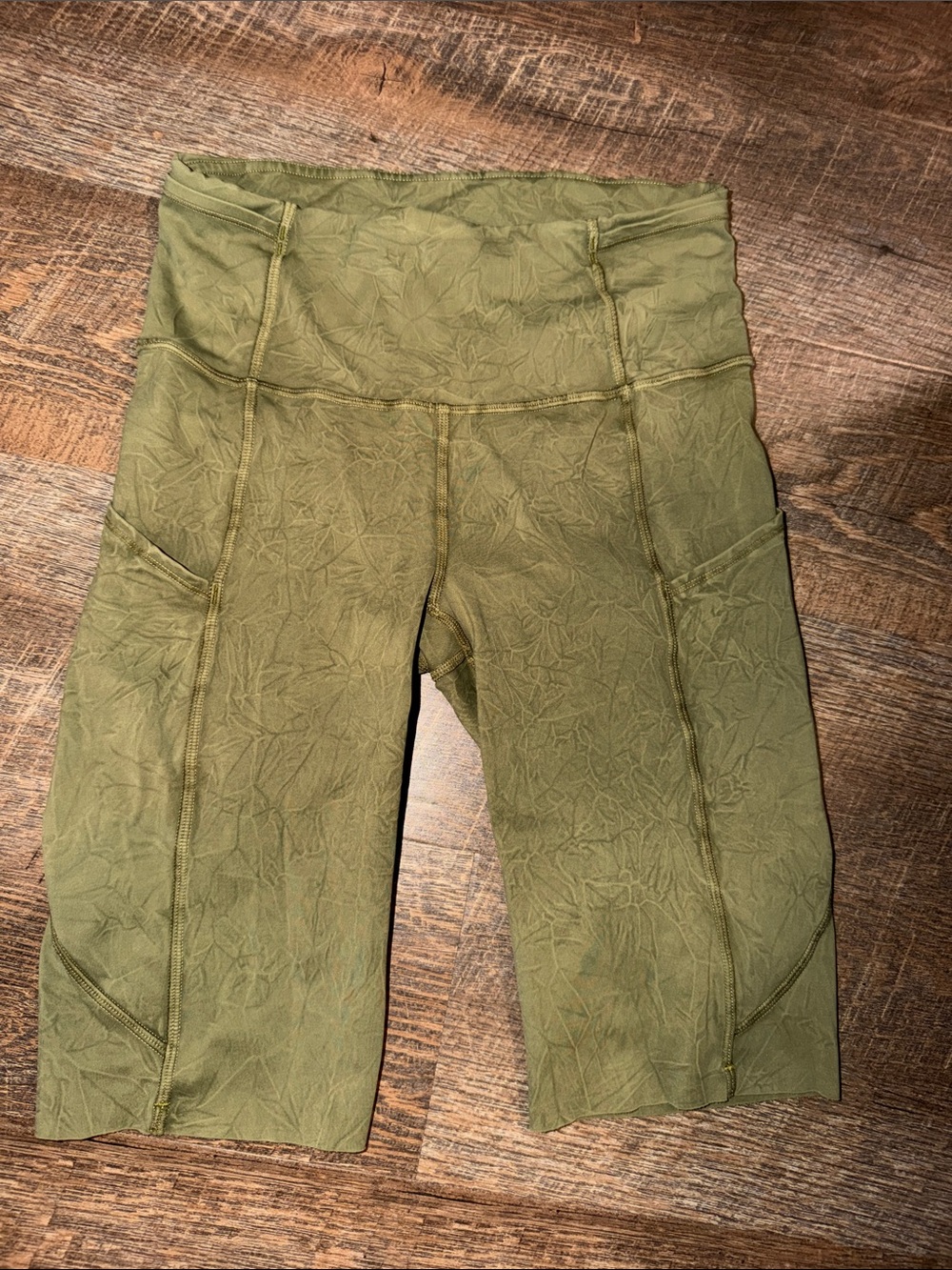 lululemon athletica Olive Green Floral Jacquard High-Rise Athletic Shorts